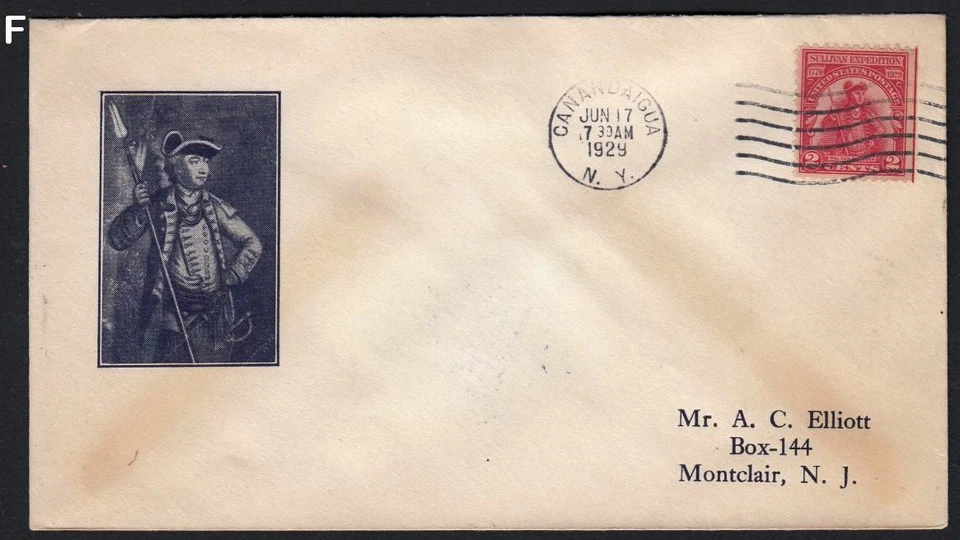 1929 Sullivan Sc 657-8A FDC Canandaigua NY 1st A. C. Elliott cachet CV $65 - Image 1 of 1