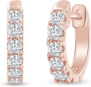 1/3ct 2MM Moissanite Huggie Hoop Earring For Women's In 18K Gold Plated - Picture 1 of 20