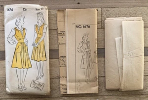 Vintage 40er Jahre New York Muster #1676 Damen Pullover & Bluse Gr. 20 Brustweite 38 ungeschnitten - Bild 1 von 3