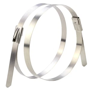 Solar Cable Ties Zip Ties 316 Stainless Steel Uncoated 360mm x 4.6mm - Pack of 1 - Picture 1 of 5