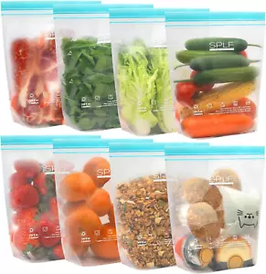 8 Pack Reusable Gallon Freezer Bags Dishwasher Microwave Safe, 1 Gallon BPA Free - Picture 1 of 12