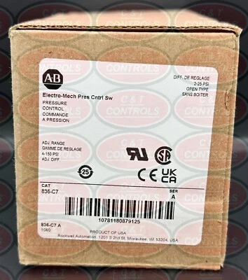 Allen Bradley 836-C7 Pressure Control Switch New In Box USA Stock - Image 1 of 4