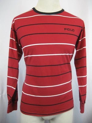 Mens Polo Sport Ralph Lauren LS Burgundy Striped Cotton Crewneck T-Shirt sz XL - Изображение 1 из 4