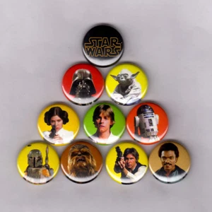 STAR WARS - VINTAGE STYLE 1" PINS / BUTTONS (luke leia boba han solo jedi empire - Bild 1 von 4