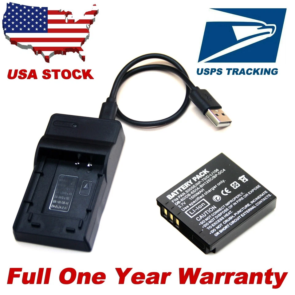 Аккумулятор / зарядное устройство для Leica BP-DC4 BC-DC4 BC-DC4-E C-LUX1 D-LUX2 D-LUX3 D-LUX4 - Изображение 1 из 1