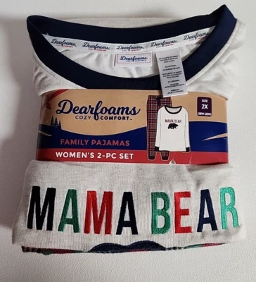 Dearfoams Womens Mama Bear Pajama 2X Cozy Comfort Family Pajamas 2pc Set NWT - Image 1 of 4