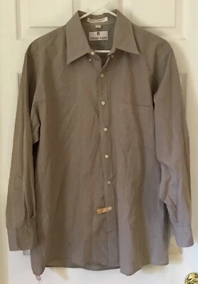 Camisa de vestir para hombre ETIENNE AIGNER gris algodón poli burton plumón talla 16 1/2 32/33 usada en excelente estado Foto 1 de 4