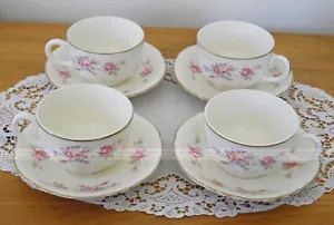 Vintage Homer Laughlin rosa & gelbe Rosen Teetassen + Untertassen K 46 N8 ~ 4er Set ~ - Bild 1 von 19