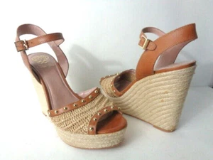 VINCE CAMUTO EUR US 10M Halen Cloud Cuero Marrón Alpargata Cuña Sandalias Zapatos - Imagen 1 de 7
