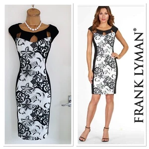 Vestido Blanco Negro FRANK LYMAN Reino Unido Talla 10 con Escote Bordado/recortado - Imagen 1 de 12