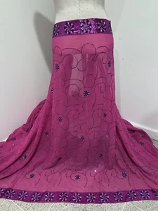 Tela de gasa bordada lentejuelas de oro azul fucsia 40"" de ancho VENDIDA POR YARDA - Imagen 1 de 5