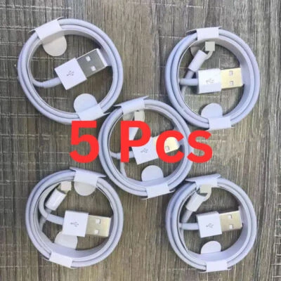 5 Pack Heavy Duty USB Charger Cable 6ft For iPhone 14 13 12 11 Pro XR 8 Cord  - Image 1 of 4