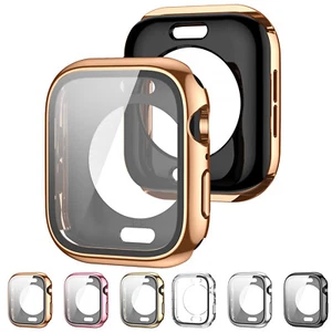 For Apple Watch Series 10/1-9/SE/Ultra 1/2 PC Case + Tempered Screen Protector - Picture 1 of 14