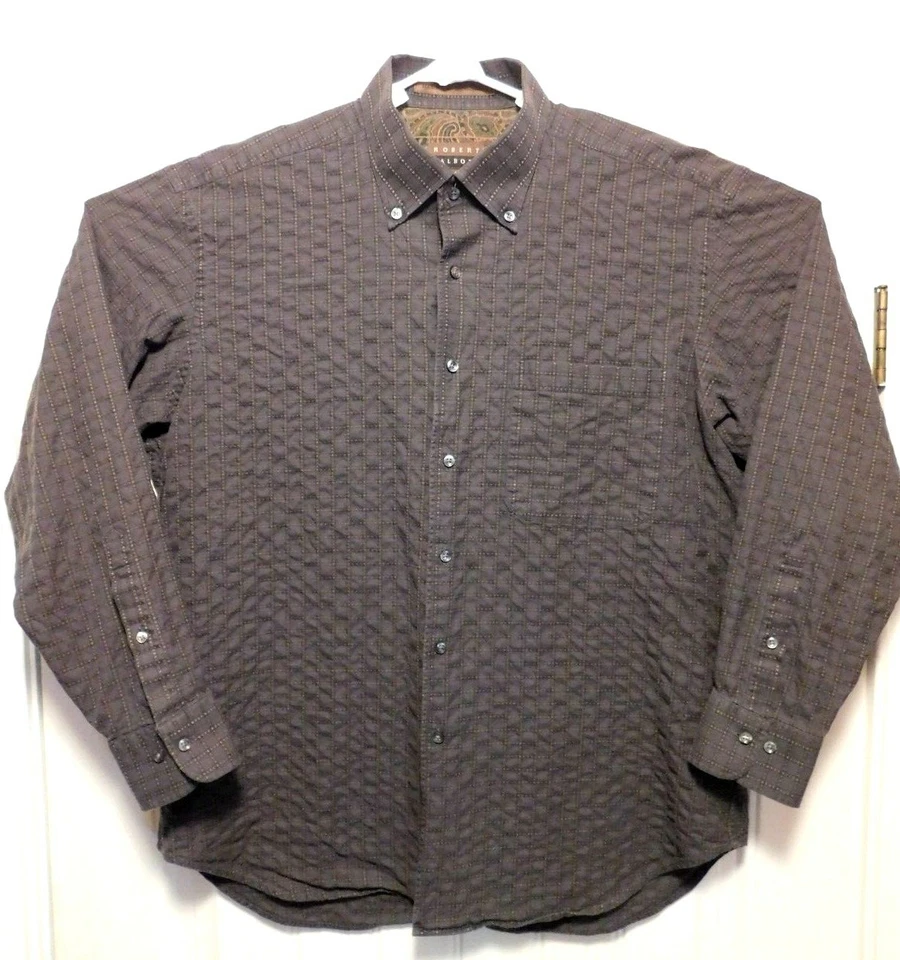 Camisa Robert Talbot Carmel Para Hombres L Oscura Cuadros Larga SL Abotonada Puño Abatible (A6022) Foto 1 de 4
