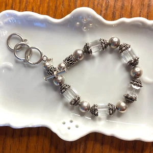 VTG Silpada 7" Bracelet Faceted Crystal Bead Sterling Silver Mark Toggle Clasp - Picture 1 of 10