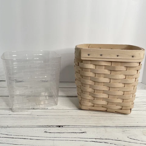 Longaberger Whitewashed Tall Tissue Basket With Liner 2002 White Vintage Retired Cover