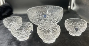 MAPPIN & WEBB CRYSTAL SERVING BOWL & 4 MATCHING INDIVIDUAL BOWLS EXCELLENT COND - Picture 1 of 8