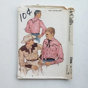 1950s Vintage McCalls 2366 Men's 46-48 Chest Western Cowboy Shirt Sewing Pattern - Picture 1 of 6
