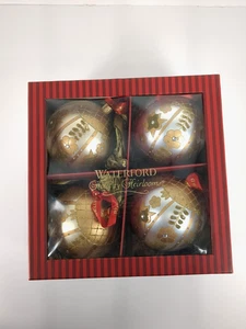 Waterford Holiday Heirlooms Navidad bola adorno oro floral conjunto de 4 - Imagen 1 de 8