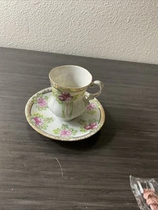 Antique Nippon Chocolate Cup & Saucer-Rising Sun Mark - Picture 1 of 5