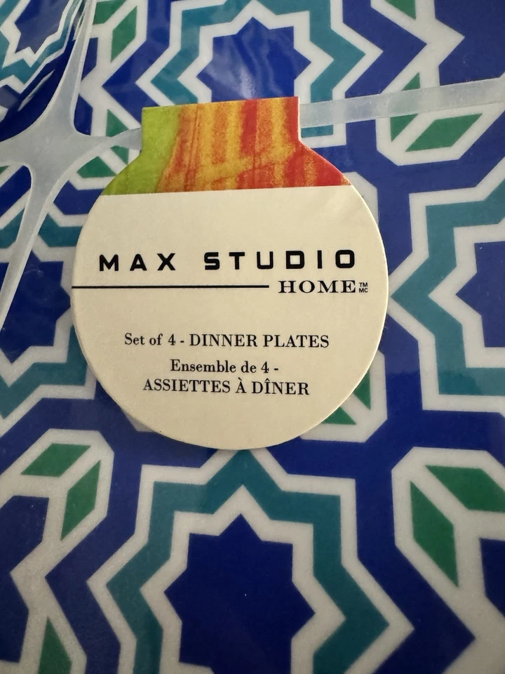 Max Studio Tableware. Set of 4 Dinner Plates & Bowls With Bonus 3 Wine  NWT! - Image 1 of 4