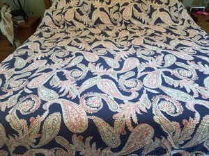LANDS' END King Size Bettbezug Paisley dunkelblau rosa grün weiß Supima Cott - Bild 1 von 15