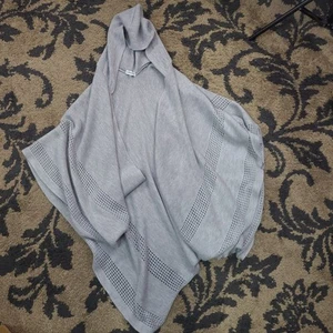 Calvin Klein Knit Gray Poncho One Size Womans With Hood - Picture 1 of 4