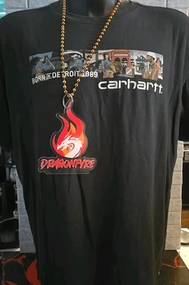 Camiseta vintage de los años 2000 Carhartt "Born In Detroit" para hombre con logotipo XL, negra/mural en caja Foto 1 de 4