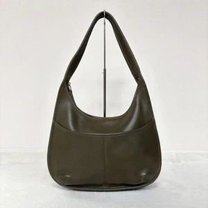 Vintage COACH Ergo Zip Shoulder Bag Olive Green Leather - Picture 1 of 10