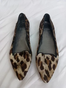 Stuart Weitzman Kalbshaar flache Halbschuhe Leopardenmuster Mob Frau Frau Slipper Schuh - Bild 1 von 10