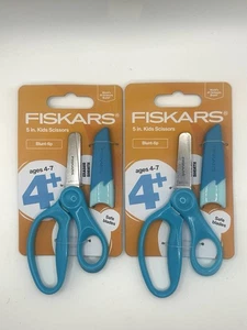 Fiskars 5” Kids Scissors – Blunt Tip, Ages 4+ (2 Pack, Turquoise) NEW IN PACKAGE - Picture 1 of 2