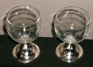 Vintage Pair Alvin Cordial Brandy Glasses S281 Sterling Silver Reinforced 3.5" - Picture 1 of 4
