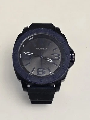Rocawear Mens Quartz Analog Watch 50mm Dial Rubber Strap RM3001 Black/Navy - Image 1 of 4