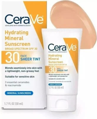 CeraVe Moisturizing Mineral Sunscreen 50ml Face Sheer Tint SPF30