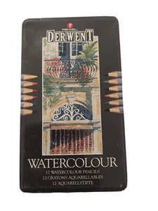 Rexel Derwent Watercolour Pencils Tin 12 Watercolor Made In Great Britain 32881 - Picture 1 of 3