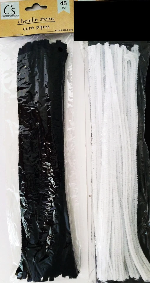 Limpiadores de tuberías con vástagos de chenilla 45/Paquete, selecciona: negro y/o blanco Foto 1 de 1