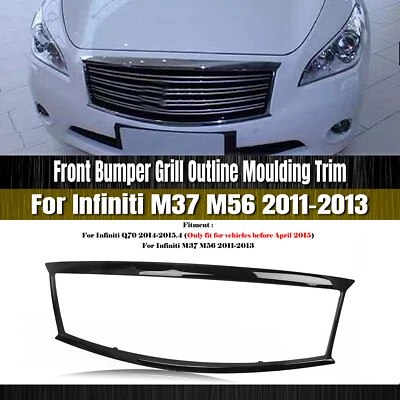 Parachoques delantero parrilla contorno moldura para Infiniti M37 M56 2011-2013 Q70 negro brillante Foto 1 de 4