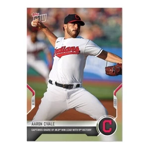 2021 Topps NOW #339 ⚾️ Aaron Civale ⚾️ Cleveland Indians ⚾️ League Leading 9th W - Picture 1 of 2