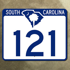 South Carolina route 121 Rock Hill highway marker road guide sign blue map 30x24