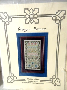 HTF Indigo Rose GEORGIA STEWART Counted Cross Stitch Pattern - Picture 1 of 2