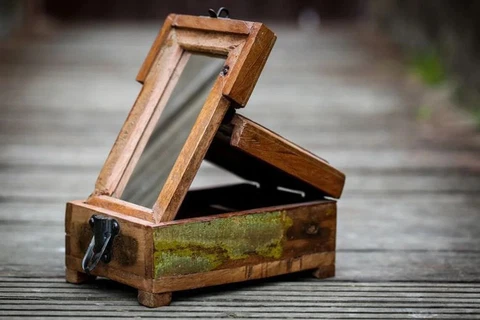 Old Indian Shaving Box Antique Furniture Reclaimed Mirror Box Vintage Home Decor Cover