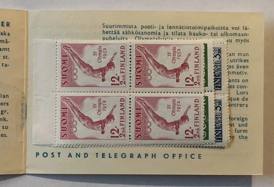 Folleto de bloques de estampillas de los Juegos Olímpicos de Finlandia 1952 como nuevo Foto 1 de 4