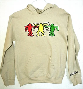 Keith Haring Artist Tan Pull Over Hoodie Hooded Sweat Shirt New Small - Picture 1 of 4