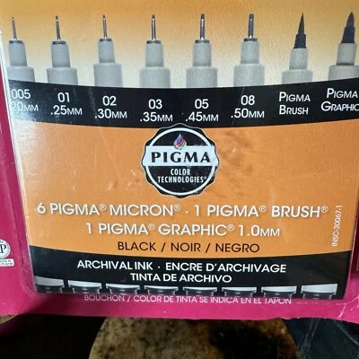 Canetas pretas Sakura Pigma mícron conjunto com 6 unidades 30067 1,0M - Imagem 1 de 4