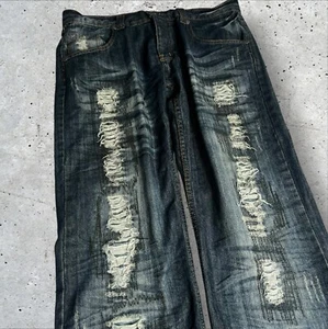 Dcoy Y2K Skater Southpole Style Black Baggy Denim Pants Size 32x32 - Picture 1 of 6