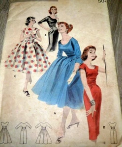 *LOVELY VTG 1950s DRESS BUTTERICK Sewing Pattern 12/30 - Picture 1 of 1