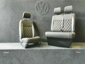 VW T5 T5.1 T6 T6.1 Front Seat Upholstery Campervan Black vinyl Bentley cross - Picture 1 of 6