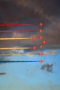 Red Arrows Royal Air Force Aerobatic Team In Formation Photograph Picture - Picture 1 of 1
