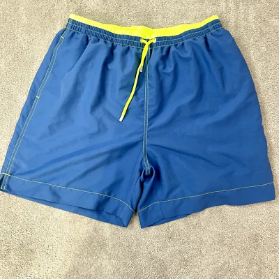 JOCKEY International Collection Swim Trunks Men's 2XL Blue Neon Green Mesh Lined - Image 1 of 4