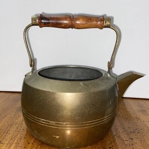Vintage Brass Tea Kettle India Planter Farmhouse - Picture 1 of 12